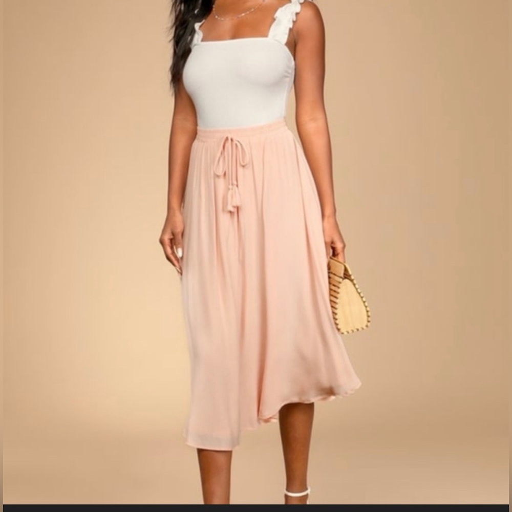 Regatta Blush Pink Tassel Midi Skirt size Medium